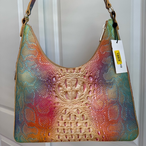 Brahmin Multi Abalone Tabitha Shoulder Bag Tri-Color Cobra Snake Embossed - Picture 7 of 9